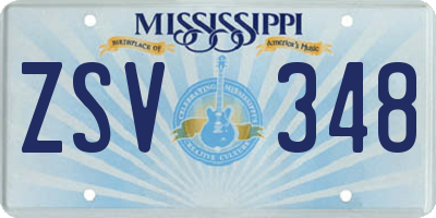 MS license plate ZSV348