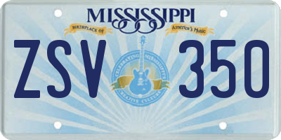 MS license plate ZSV350
