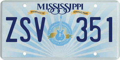 MS license plate ZSV351
