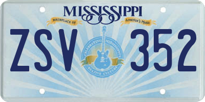 MS license plate ZSV352