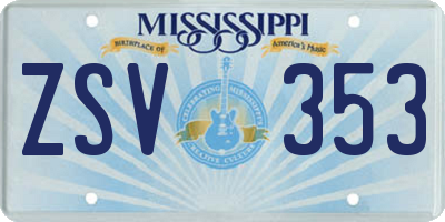 MS license plate ZSV353