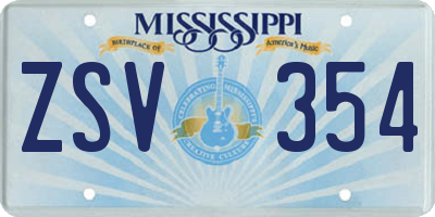 MS license plate ZSV354