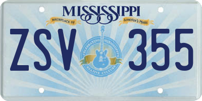 MS license plate ZSV355