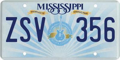 MS license plate ZSV356