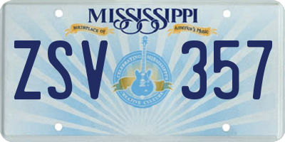 MS license plate ZSV357
