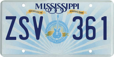 MS license plate ZSV361