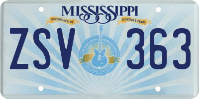 MS license plate ZSV363