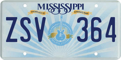 MS license plate ZSV364