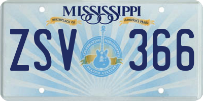 MS license plate ZSV366