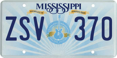 MS license plate ZSV370