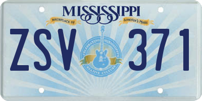 MS license plate ZSV371