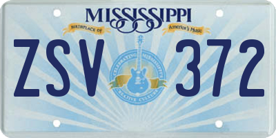 MS license plate ZSV372