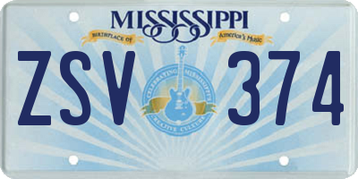 MS license plate ZSV374