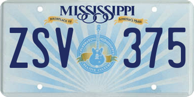 MS license plate ZSV375
