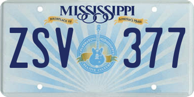 MS license plate ZSV377