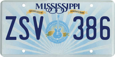 MS license plate ZSV386