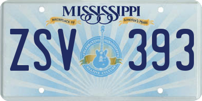 MS license plate ZSV393