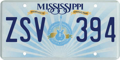 MS license plate ZSV394