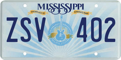 MS license plate ZSV402