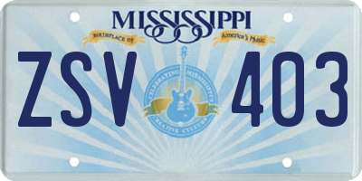 MS license plate ZSV403