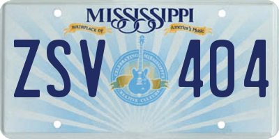 MS license plate ZSV404