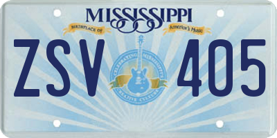 MS license plate ZSV405