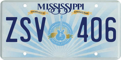 MS license plate ZSV406