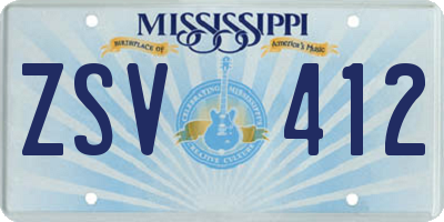 MS license plate ZSV412