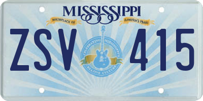 MS license plate ZSV415