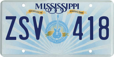 MS license plate ZSV418