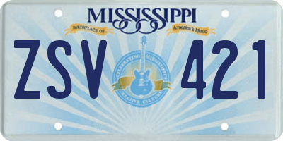 MS license plate ZSV421
