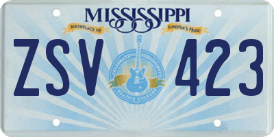 MS license plate ZSV423