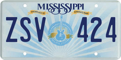 MS license plate ZSV424