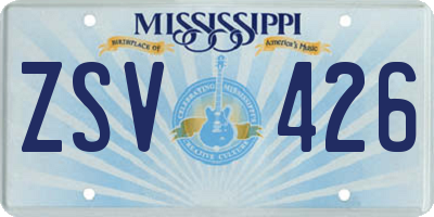 MS license plate ZSV426