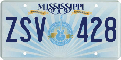 MS license plate ZSV428