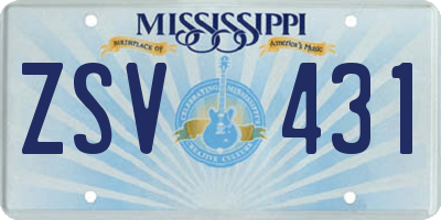 MS license plate ZSV431