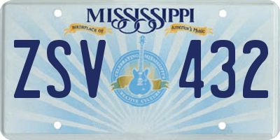 MS license plate ZSV432