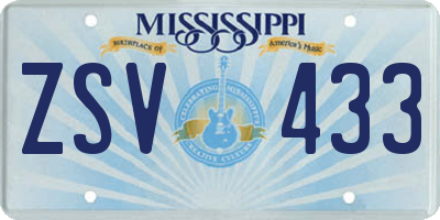 MS license plate ZSV433