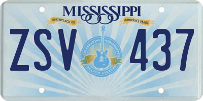 MS license plate ZSV437