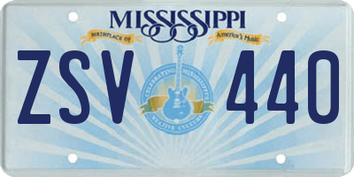 MS license plate ZSV440