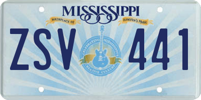 MS license plate ZSV441