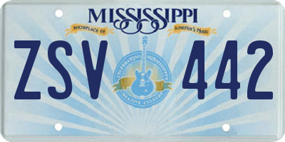 MS license plate ZSV442