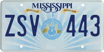 MS license plate ZSV443