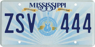 MS license plate ZSV444