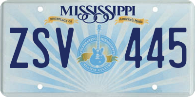 MS license plate ZSV445
