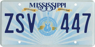 MS license plate ZSV447