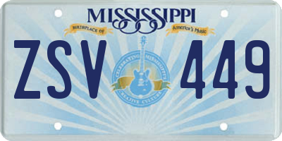 MS license plate ZSV449