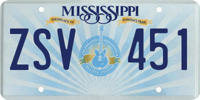MS license plate ZSV451