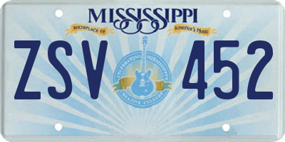 MS license plate ZSV452
