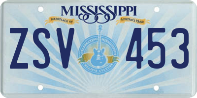 MS license plate ZSV453